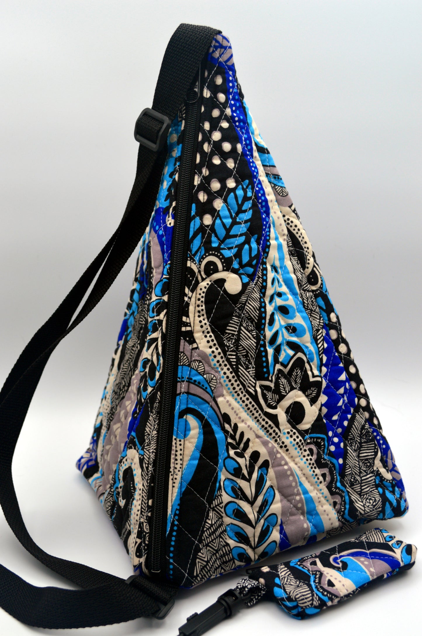 Blue Paisley Large Pyramid Bag