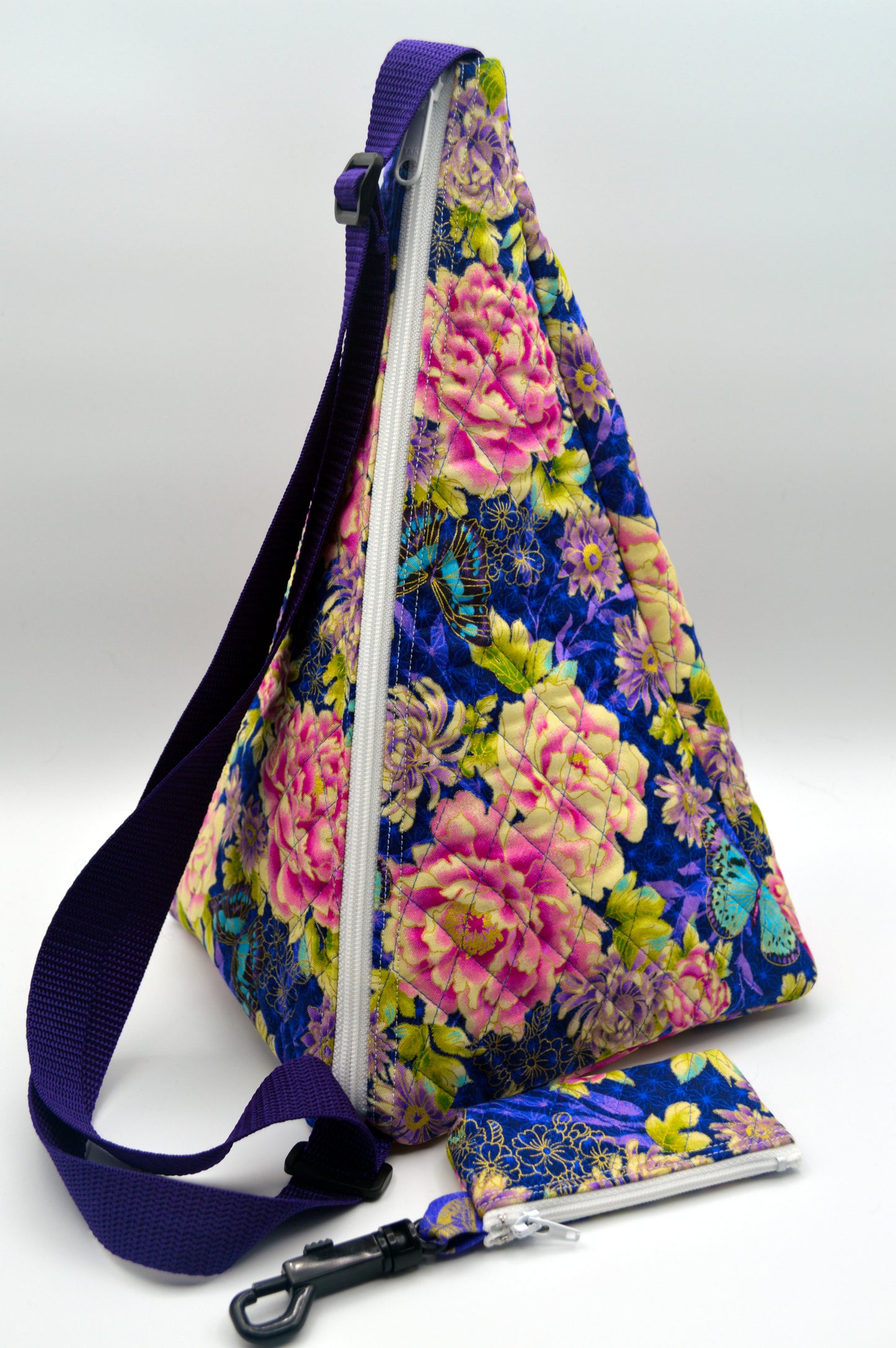 Purple Flower Large Pyramid Bag