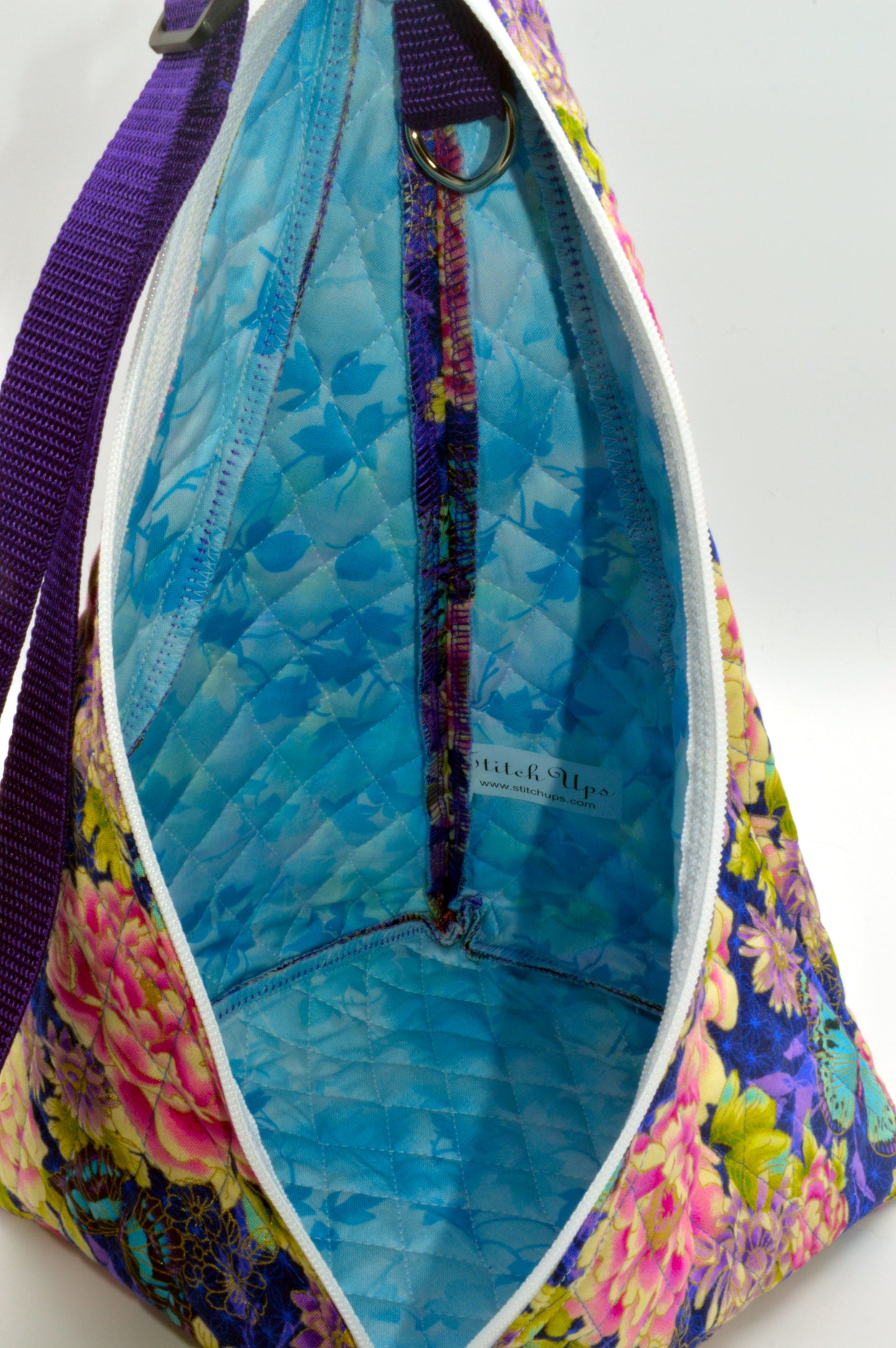 Purple Flower Large Pyramid Bag