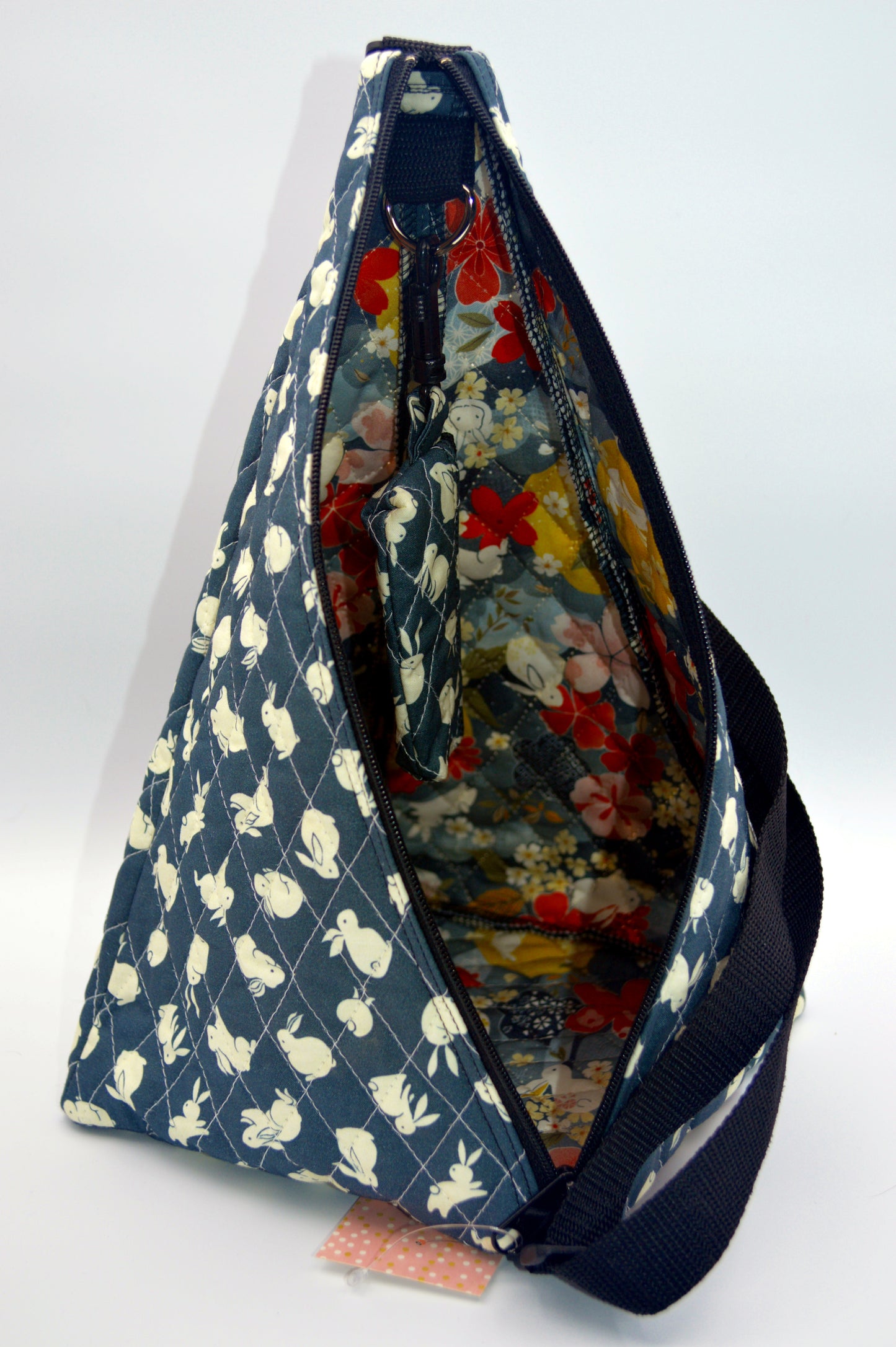 Rabbits Large Pyramid Bag w/Black Background
