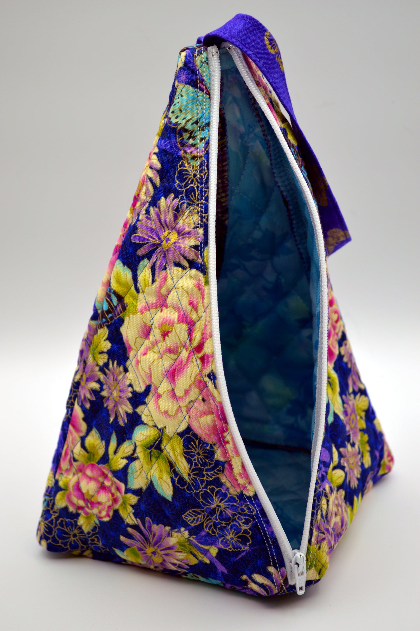 Purple Flower Medium Pyramid Bag