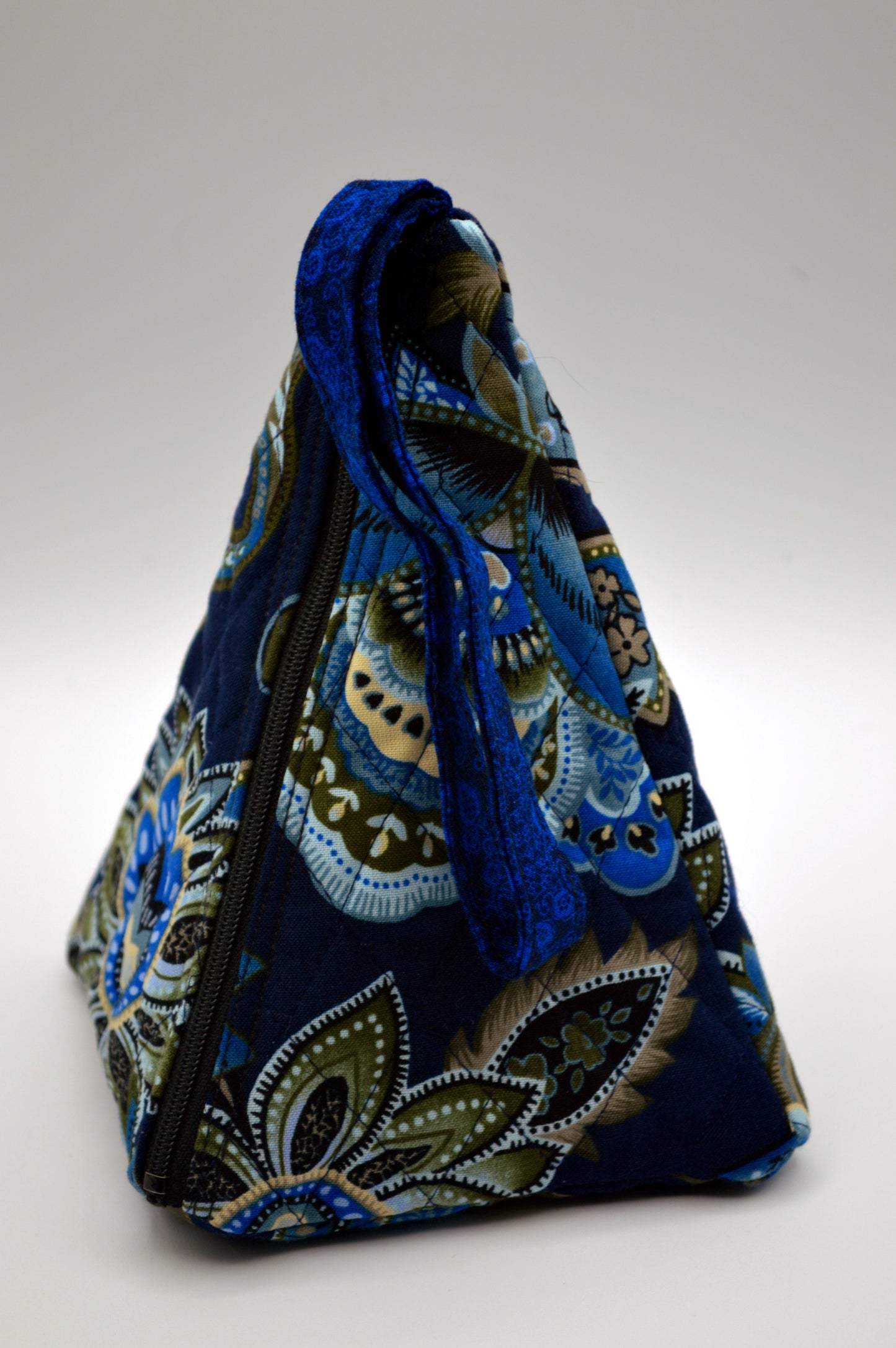 Navy Blue Paisley Small Pyramid Knitting Bag