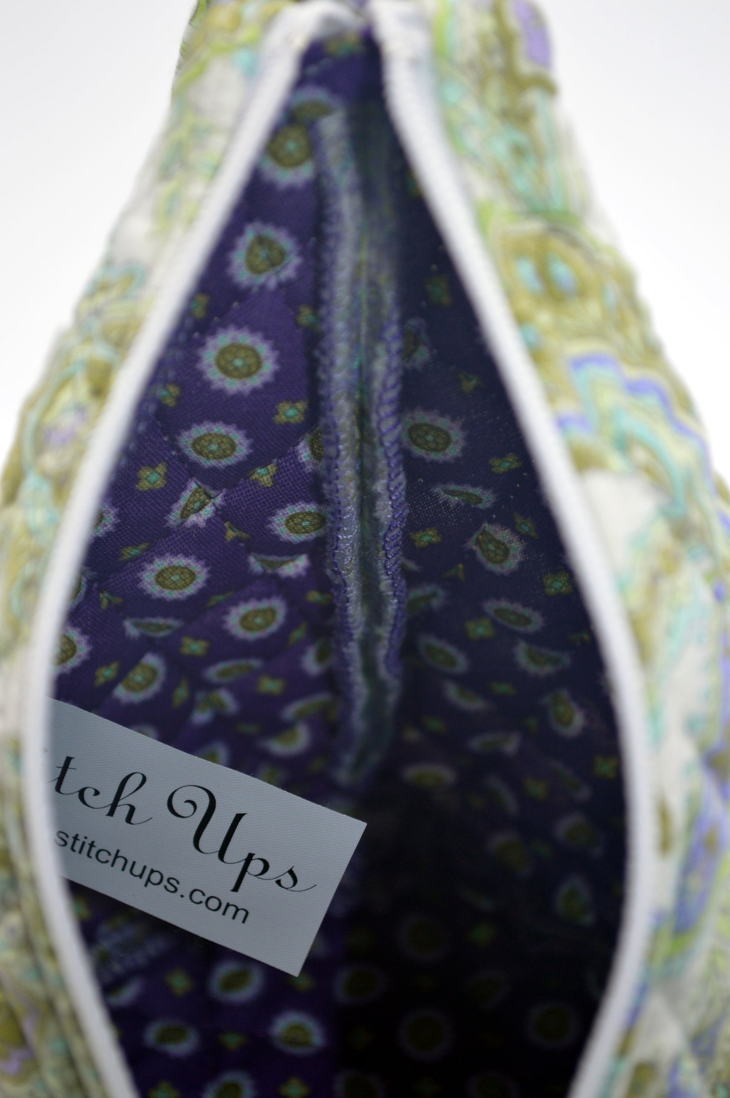Purple & Cream Small Pyramid Knitting Bag