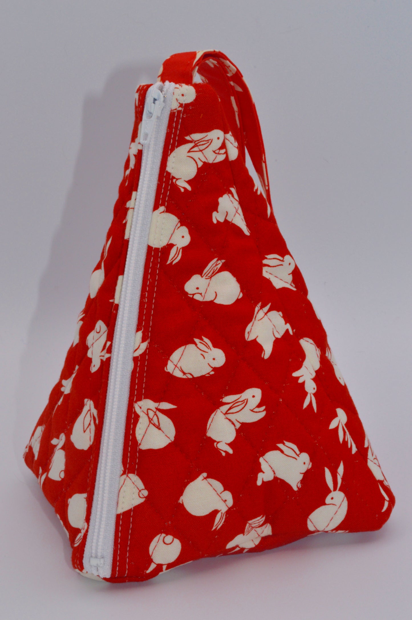 Rabbits Small Pyramid Knitting Bag w/Orange Background