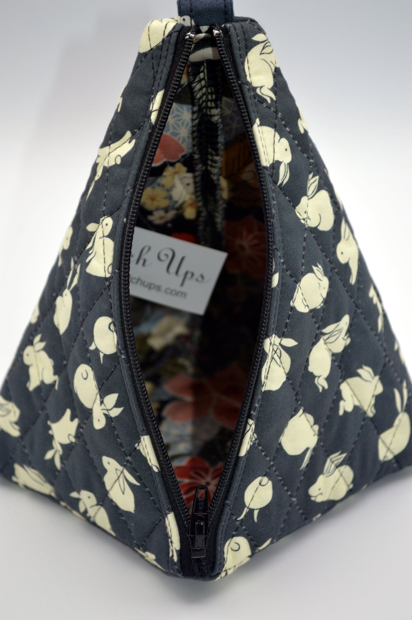 Rabbits Small Pyramid Knitting Bag w/Black Background