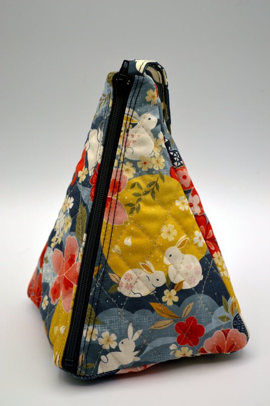 Moon Rabbit Small Pyramid Knitting Bag w/Black Background