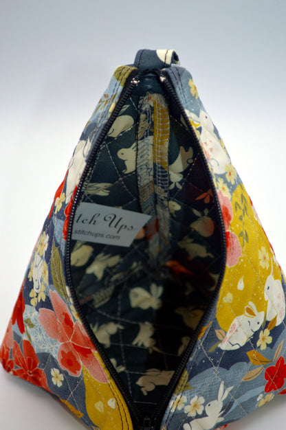 Moon Rabbit Small Pyramid Knitting Bag w/Black Background