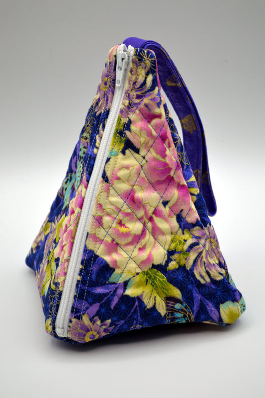 Purple Flower Small Pyramid Knitting Bag